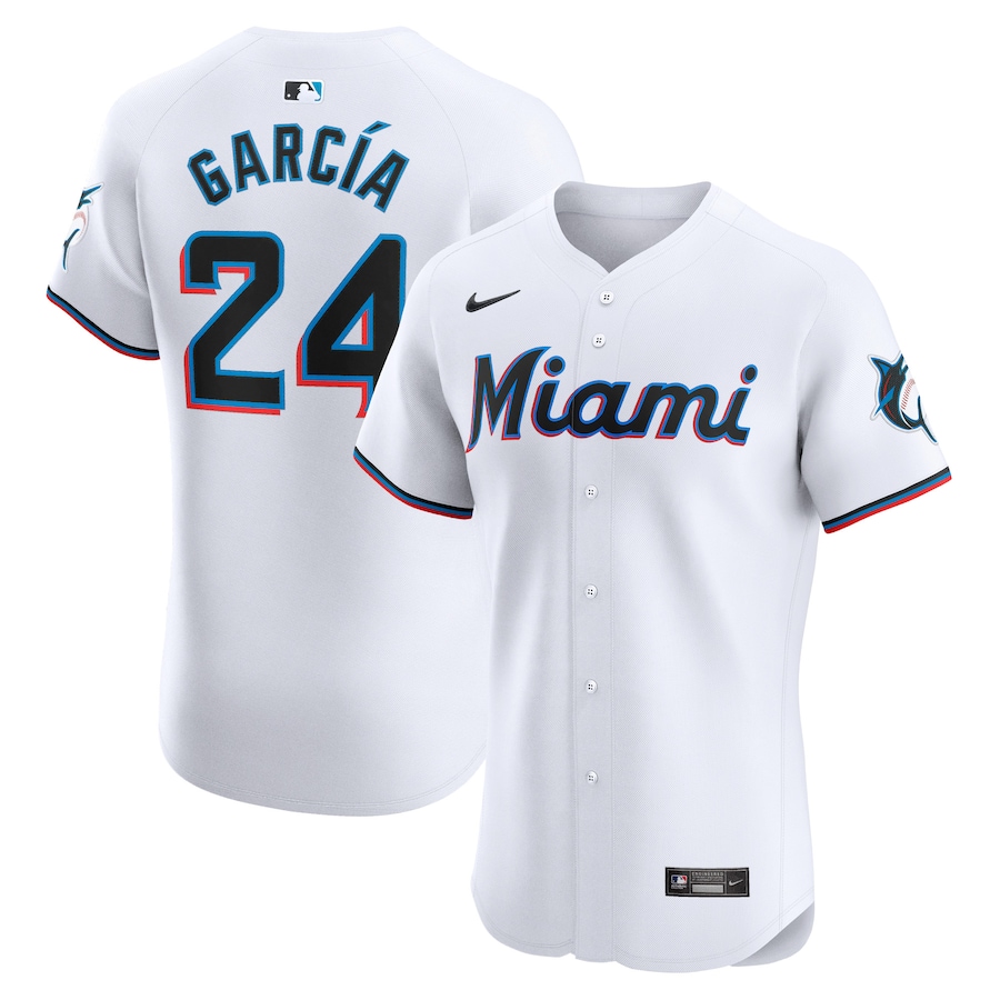 Youth Miami Marlins Avisail Garcia Nike White Home Elite Player Jersey