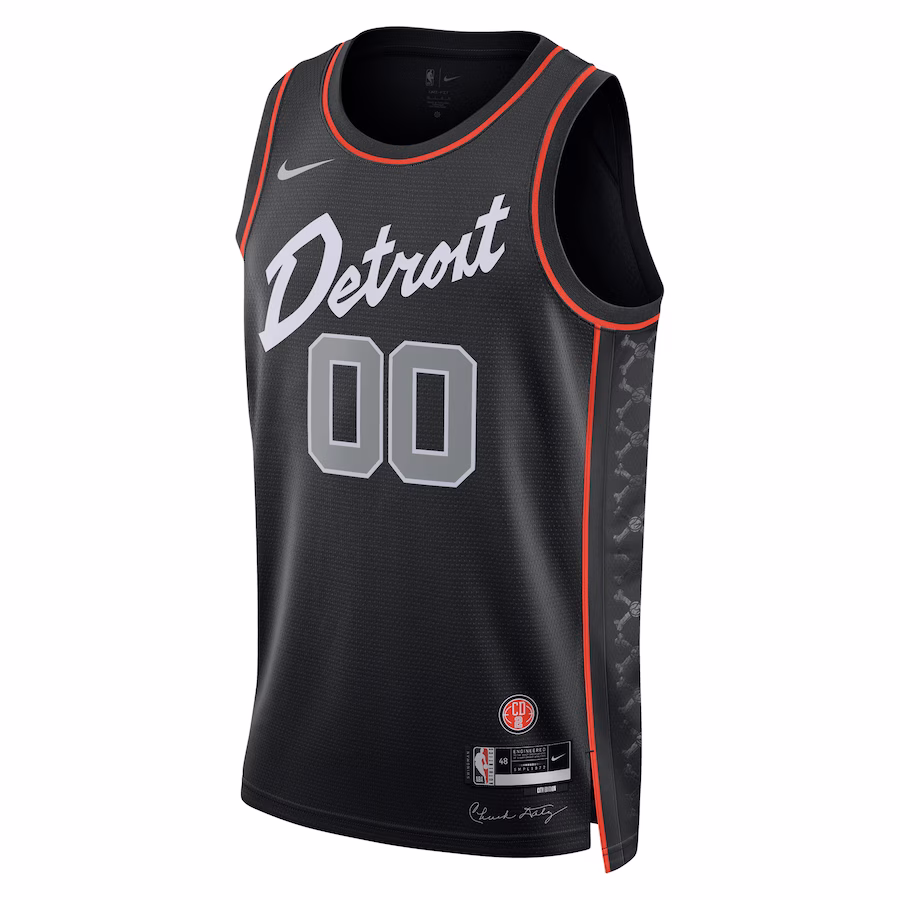 Unisex Detroit Pistons Nike Black 2023/24 Custom Swingman Jersey - City Edition