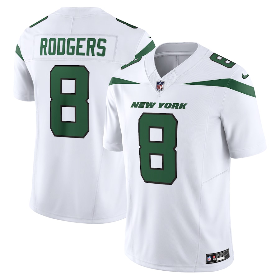 Mens New York Jets Aaron Rodgers Spotlight White Vapor F.U.S.E. Limited Jersey