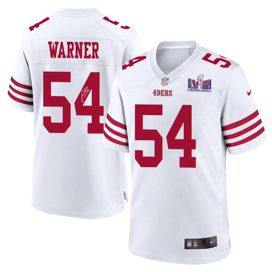 Fred Warner 54 Signed San Francisco 49ers Super Bowl LVIII Game Men Jersey - White