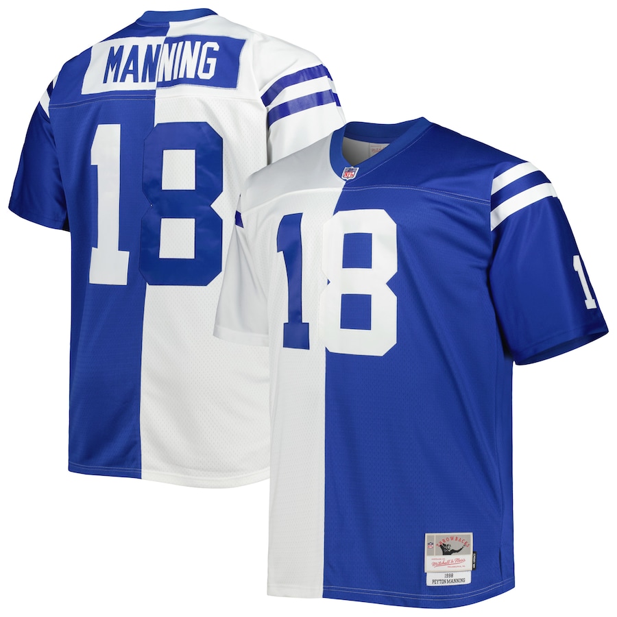 Mens Indianapolis Colts Peyton Manning White/Royal Big & Tall Split Legacy Retired Player Replica Jersey
