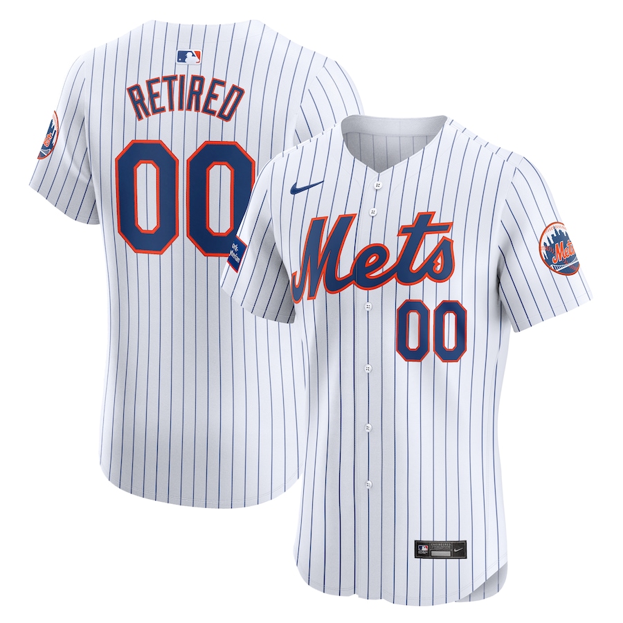 Men's New York Mets White Home Elite Pick-A-Player Retired Roster Patch Jersey