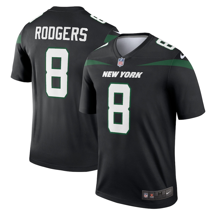 Mens New York Jets Aaron Rodgers Stealth Black Alternate Legend Player Jersey