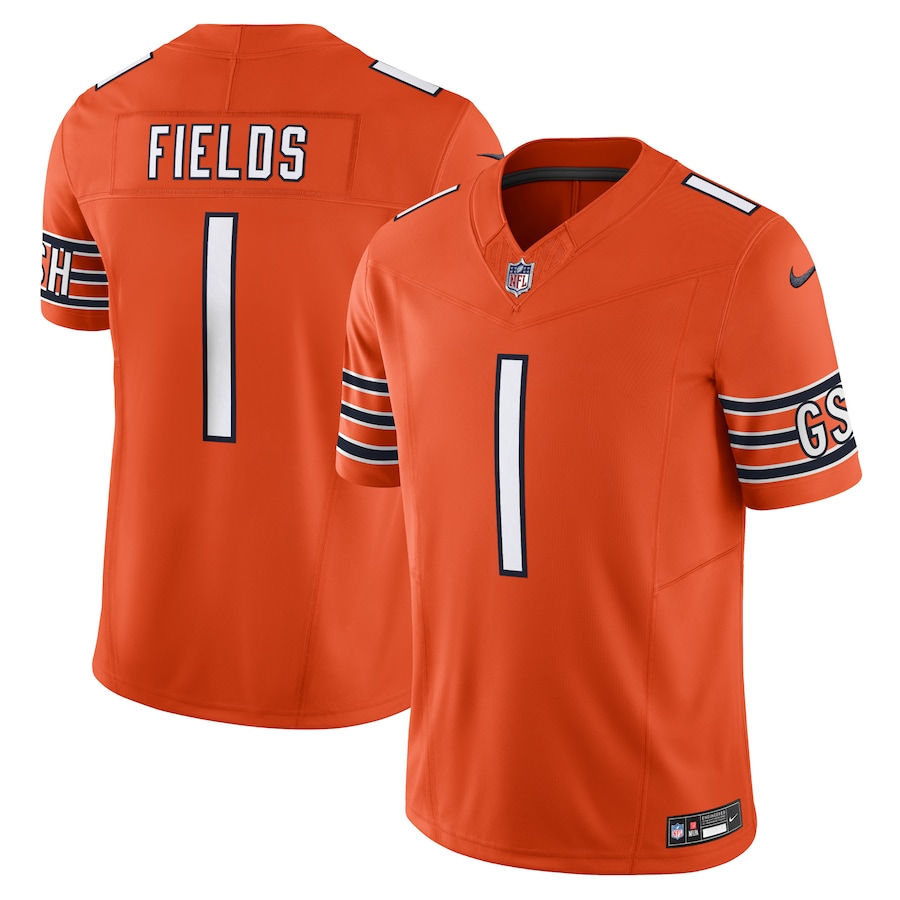 Mens Chicago Bears Justin Fields Orange Vapor F.U.S.E. Limited Jersey