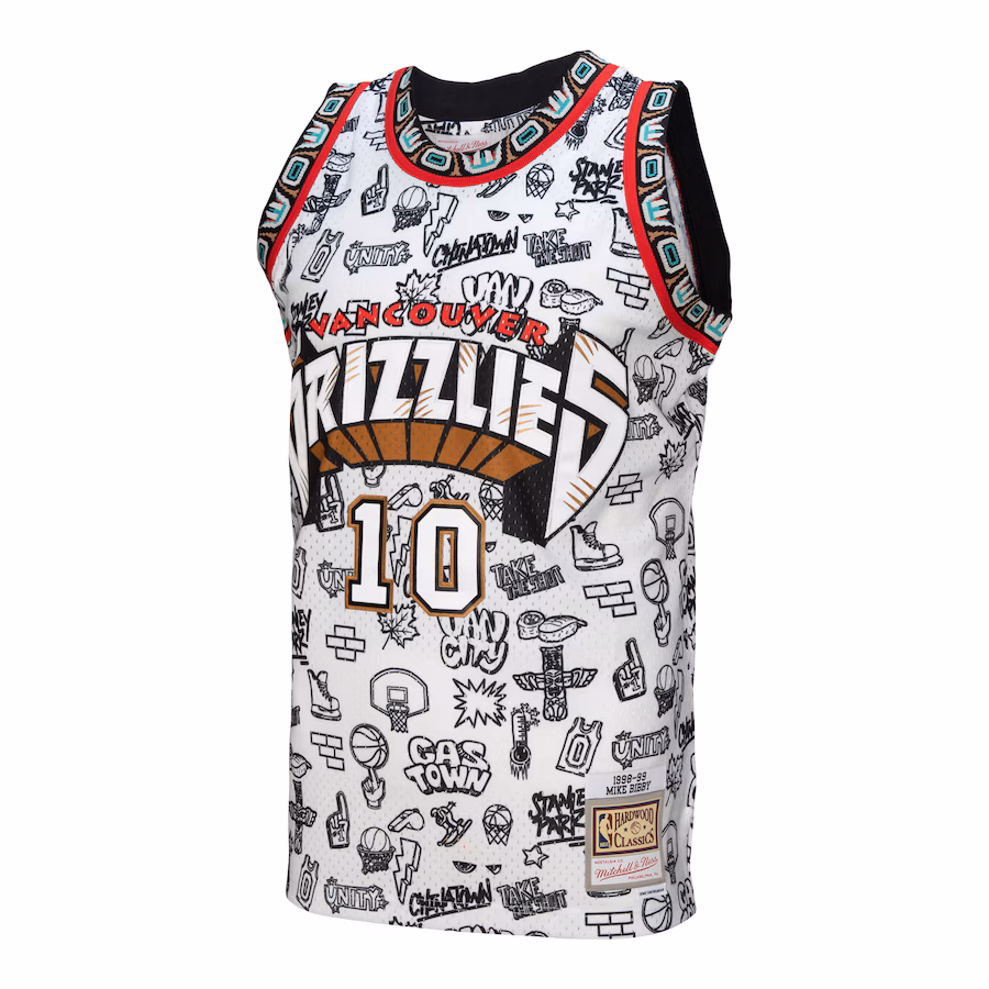 Men's Vancouver Grizzlies Mike Bibby Mitchell & Ness White 1998/99 Swingman Jersey
