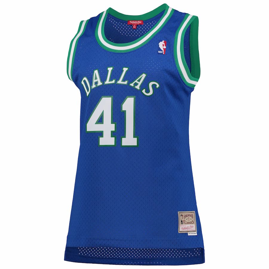 Women's Dallas Mavericks Dirk Nowitzki Mitchell & Ness Blue Hardwood Classics Swingman Jersey