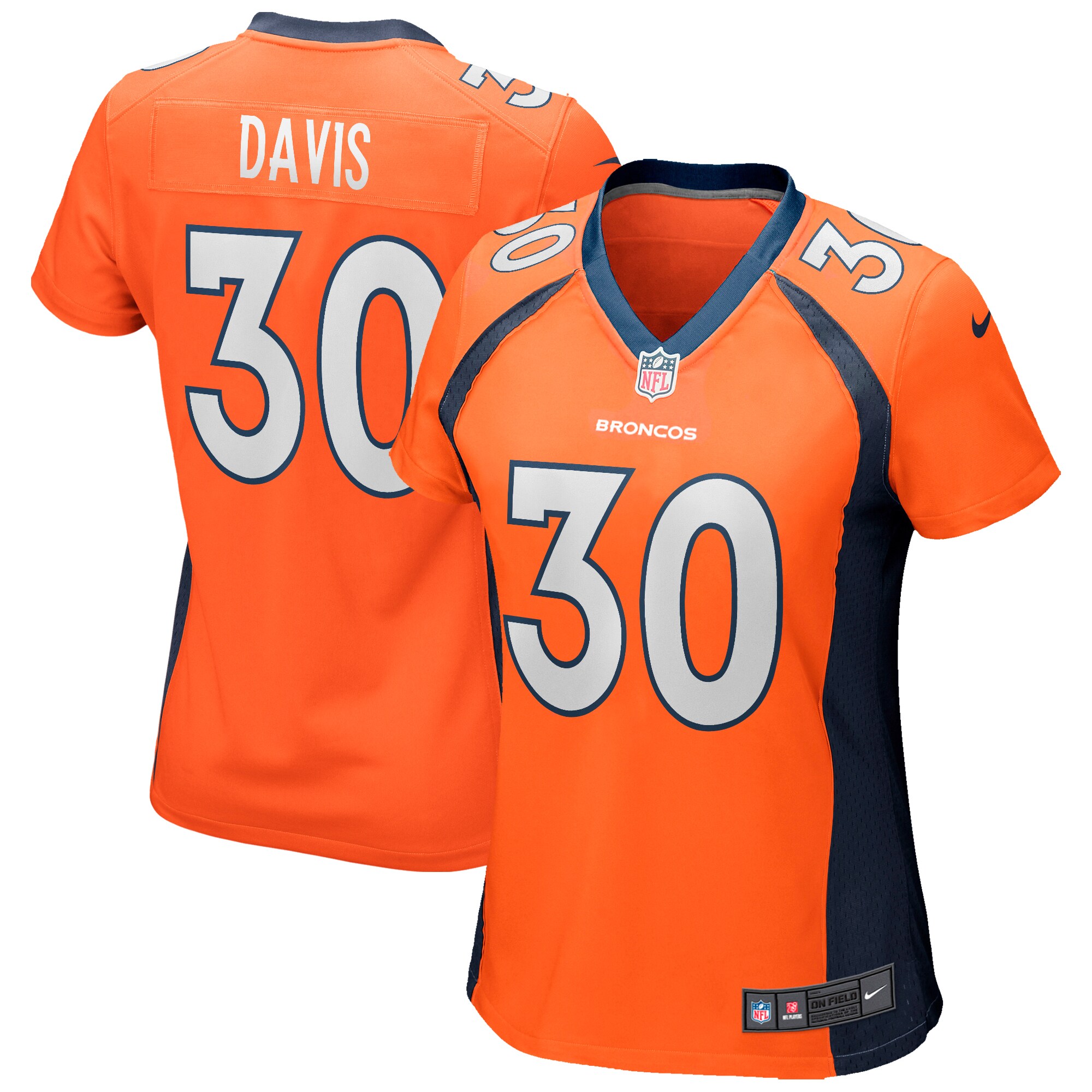 Terrell Davis Denver Broncos Women's Game Retired Player Jersey - Orange