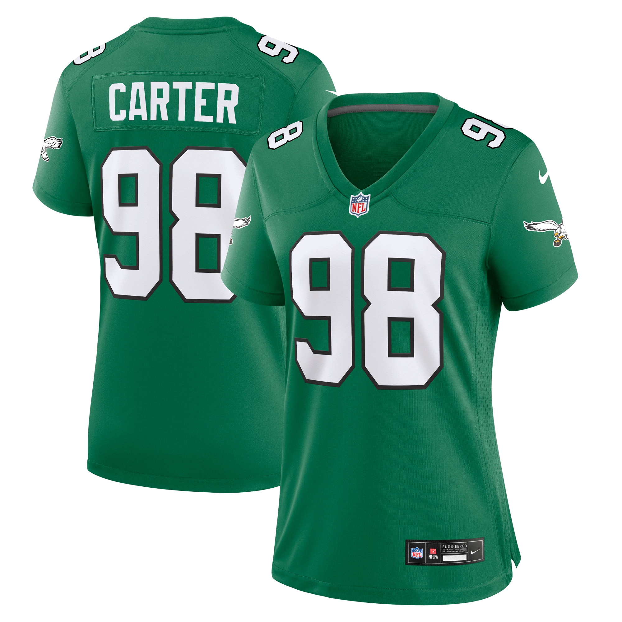 Jalen Carter Philadelphia Eagles Women's Alternate Game Jersey - Kelly Green
