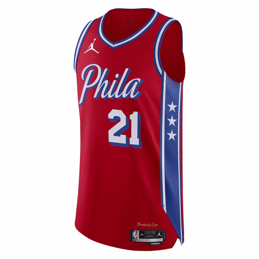 Men's Philadelphia 76ers Joel Embiid Jordan Brand Red Authentic Player Jersey - Statement Edition