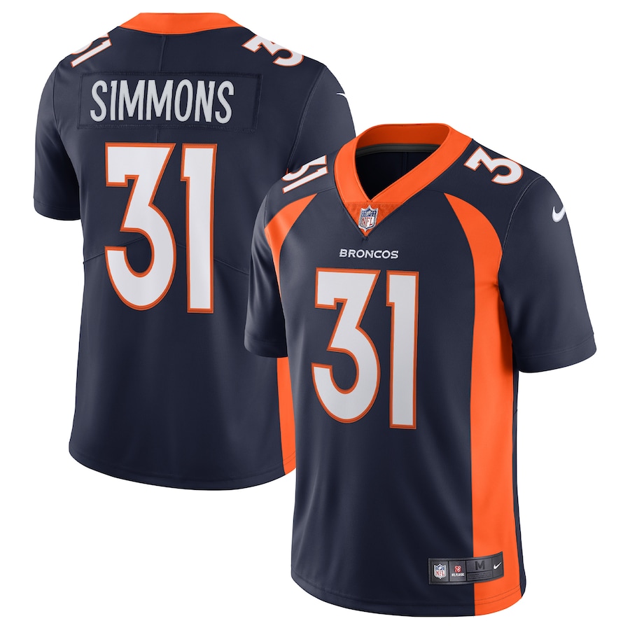 Mens Denver Broncos Justin Simmons Navy Alternate Vapor Limited Jersey