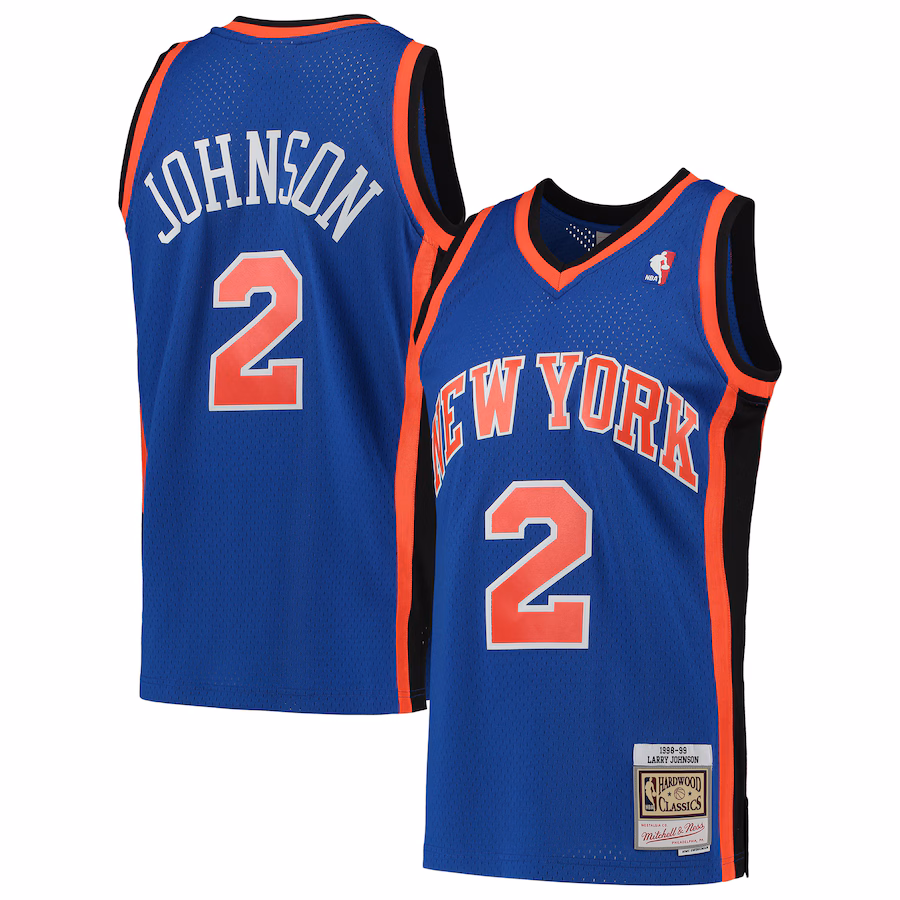 Men's New York Knicks Larry Johnson Mitchell & Ness Blue Hardwood Classics Swingman Jersey