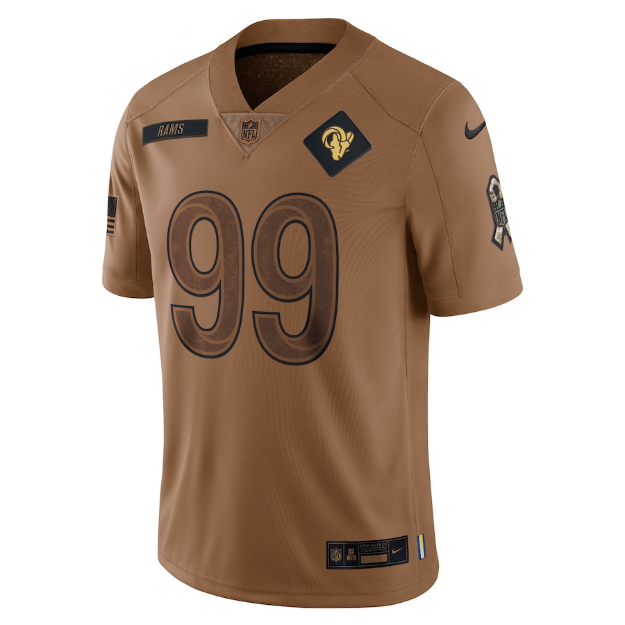 Mens Los Angeles Rams Aaron Donald Brown 2023 Salute To Service Limited Jersey