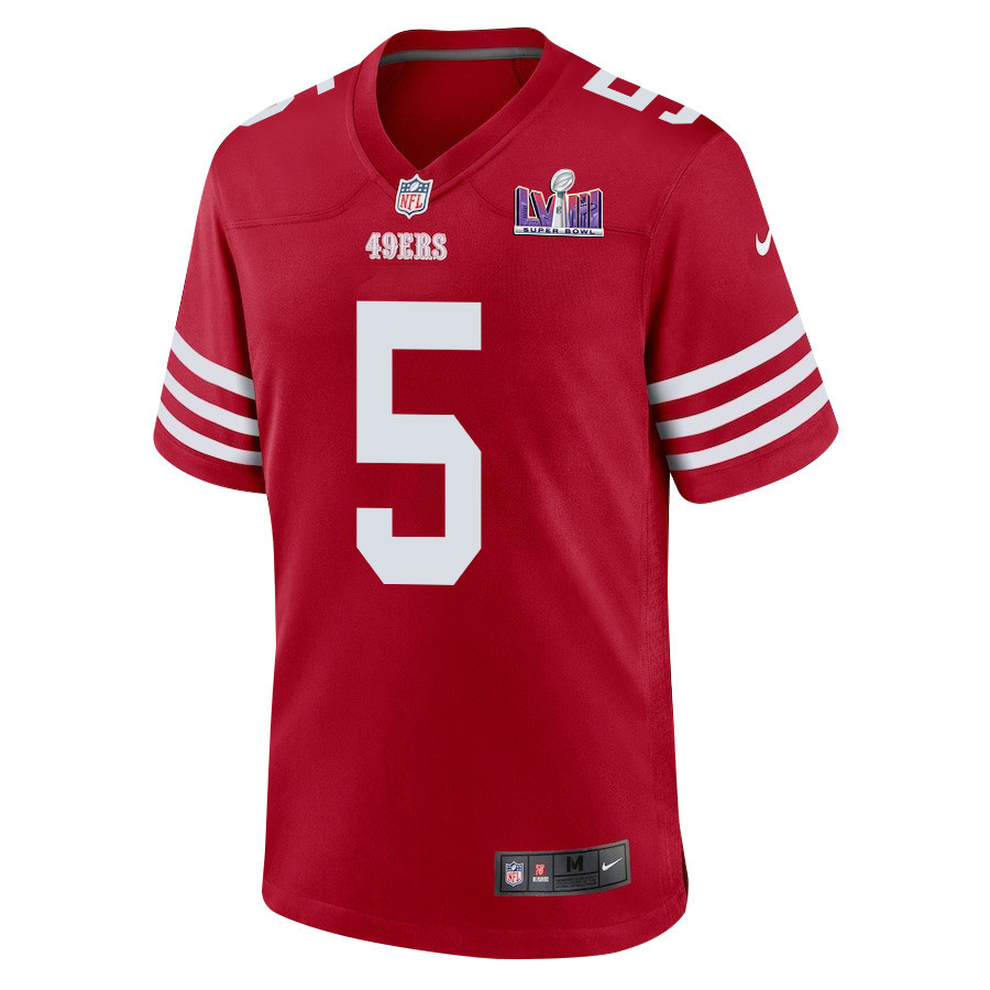 Randy Gregory 5 Signed San Francisco 49ers Super Bowl LVIII Game Men Jersey - Scarlet