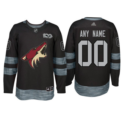 Men's Custom Arizona Coyotes Jersey Name And Number 1917-2017 Black 100th Anniversary NHL