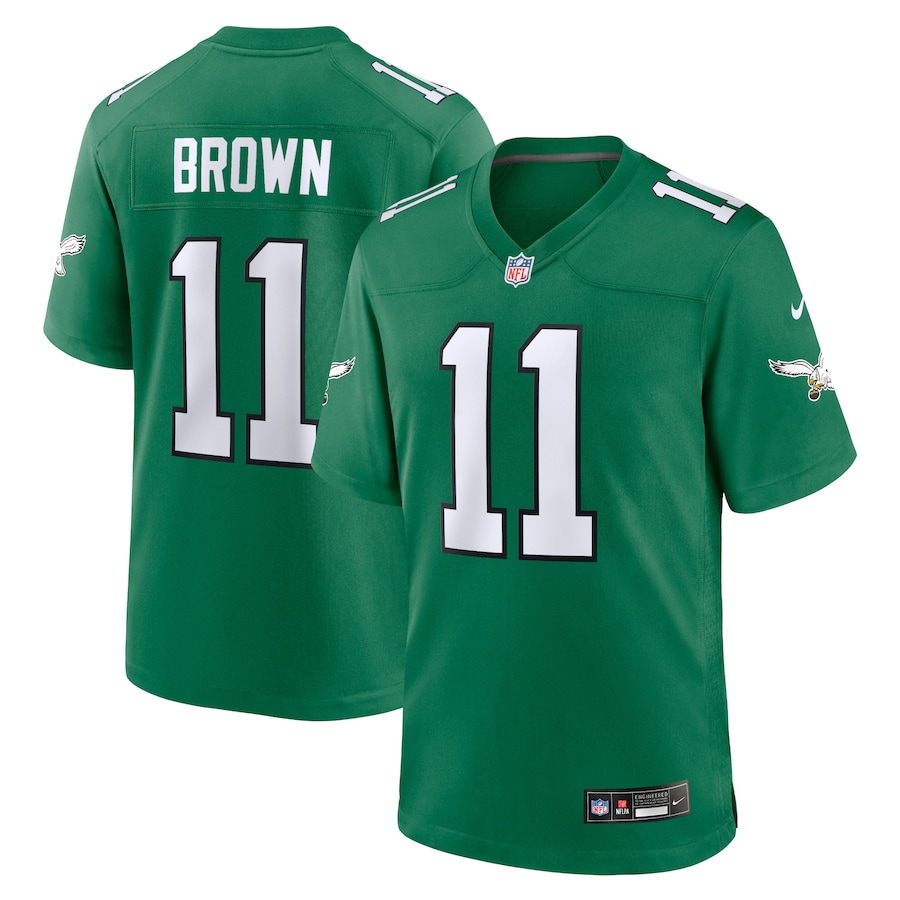 Mens Philadelphia Eagles A.J. Brown Kelly Green Alternate Game Player Jersey