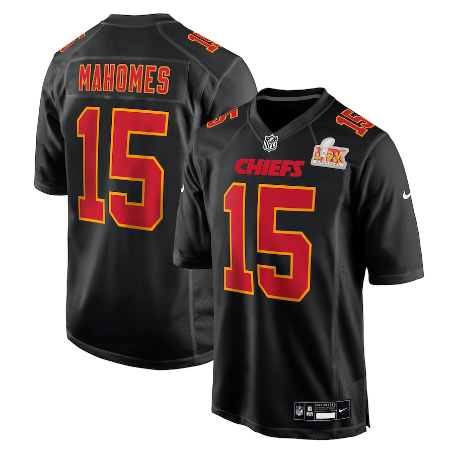 Patrick Mahomes Kansas City Chiefs Nike Super Bowl LIX Fashion Game Jersey - Carbon Black