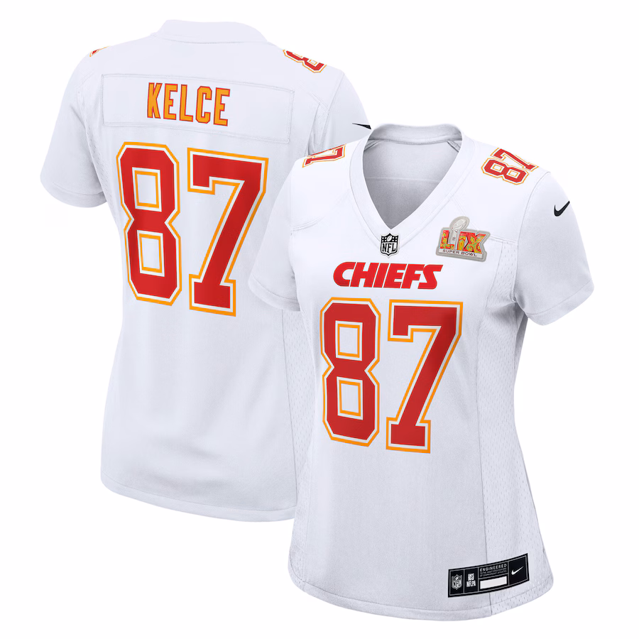 Travis Kelce Kansas City Chiefs Nike Women's Super Bowl LIX Fashion Game Jersey - Tundra White