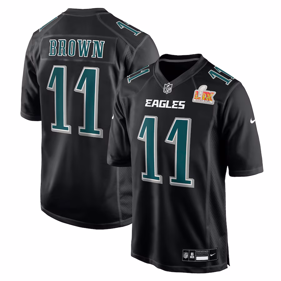 A.J. Brown Philadelphia Eagles Nike Super Bowl LIX Fashion Game Player Jersey - Carbon Black
