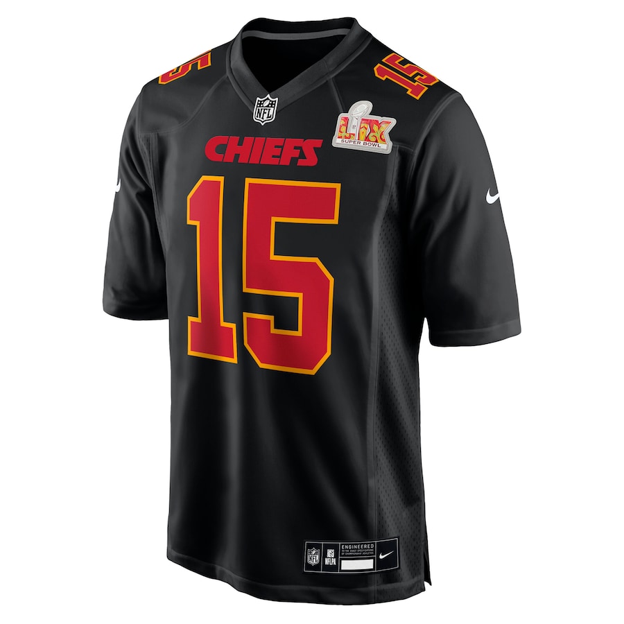 Patrick Mahomes Kansas City Chiefs Nike Super Bowl LIX Fashion Game Jersey - Carbon Black