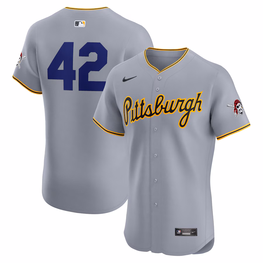 Pittsburgh Pirates Nike Road 2024 Jackie Robinson Day Elite Jersey - Gray