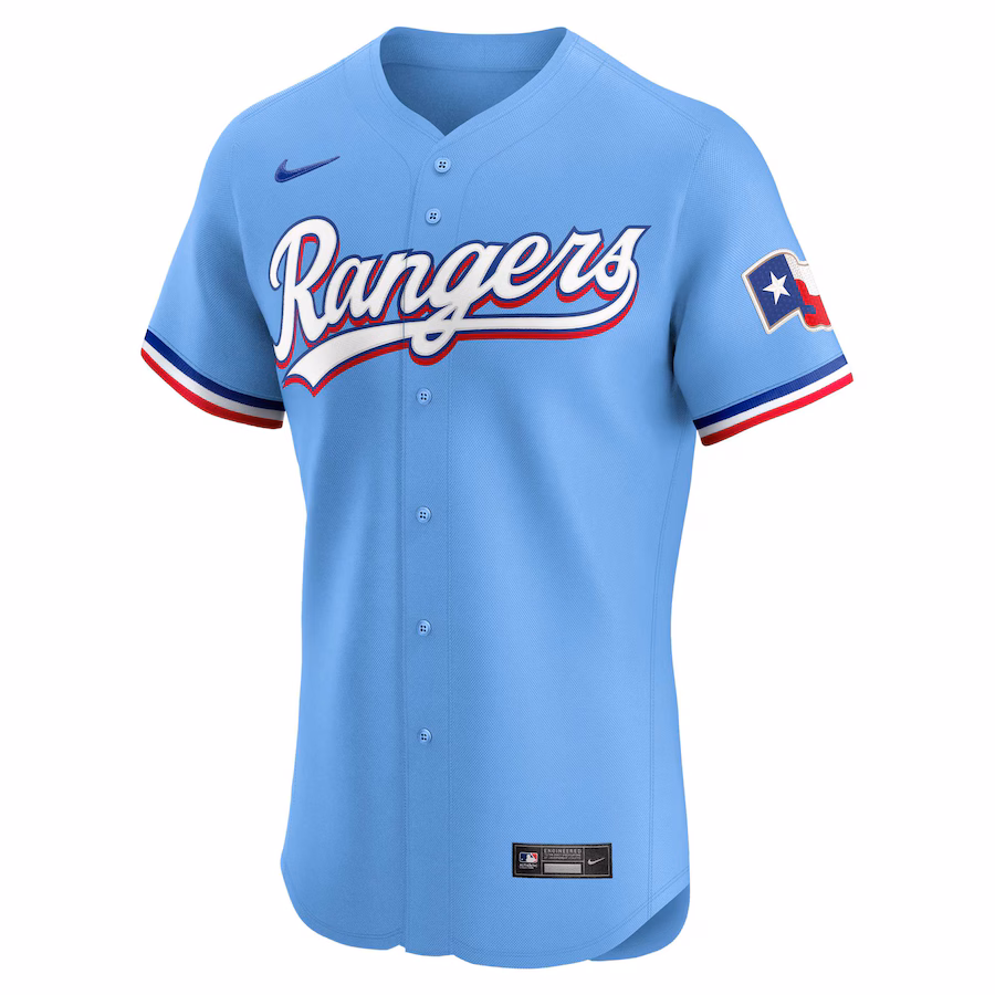 Texas Rangers Nike Alternate Vapor Premier Elite Patch Jersey - Light Blue