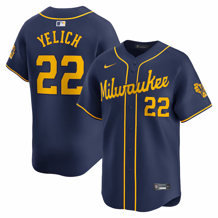 Christian Yelich Milwaukee Brewers Nike Alternate Limited Player Jersey – Navy