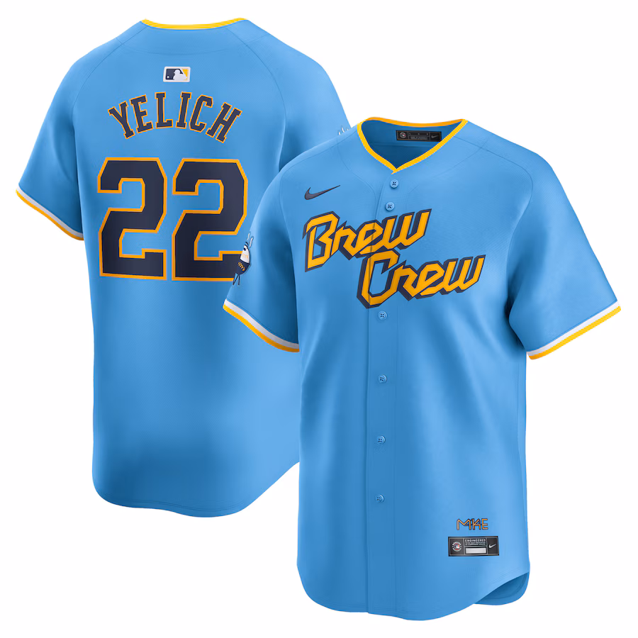Christian Yelich Milwaukee Brewers Nike City Connect Limited Player Jersey - Powder Blue