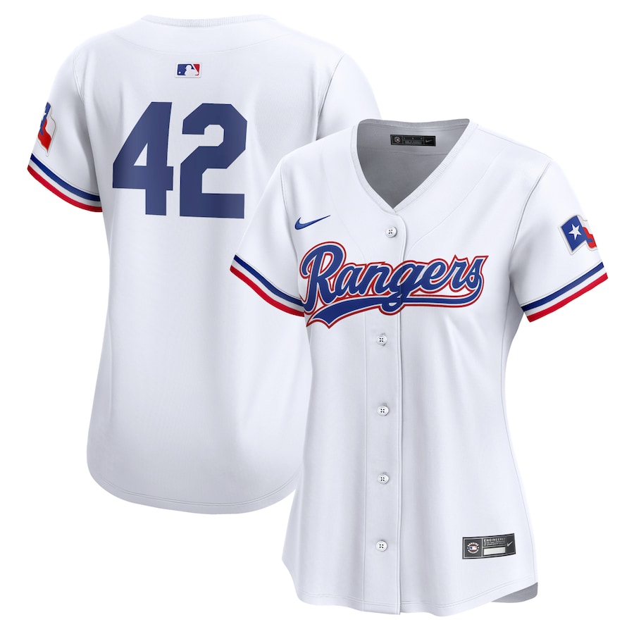 Texas Rangers Nike Women's 2024 Jackie Robinson Day Home Limited Jersey – White
