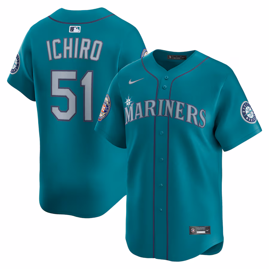 Ichiro Suzuki Seattle Mariners Nike 2025 National Baseball Hall of Fame Nike Alternate Limited Player Jersey - Aqua