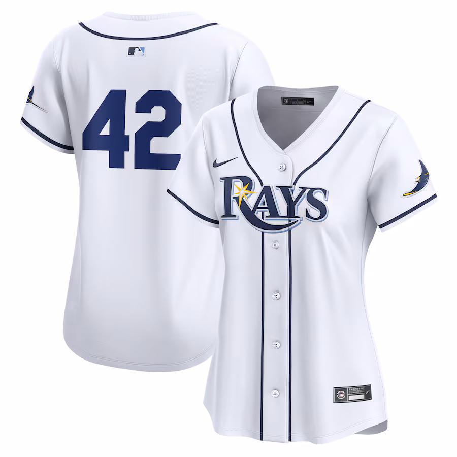 Tampa Bay Rays Nike Women's 2024 Jackie Robinson Day Home Limited Jersey – White