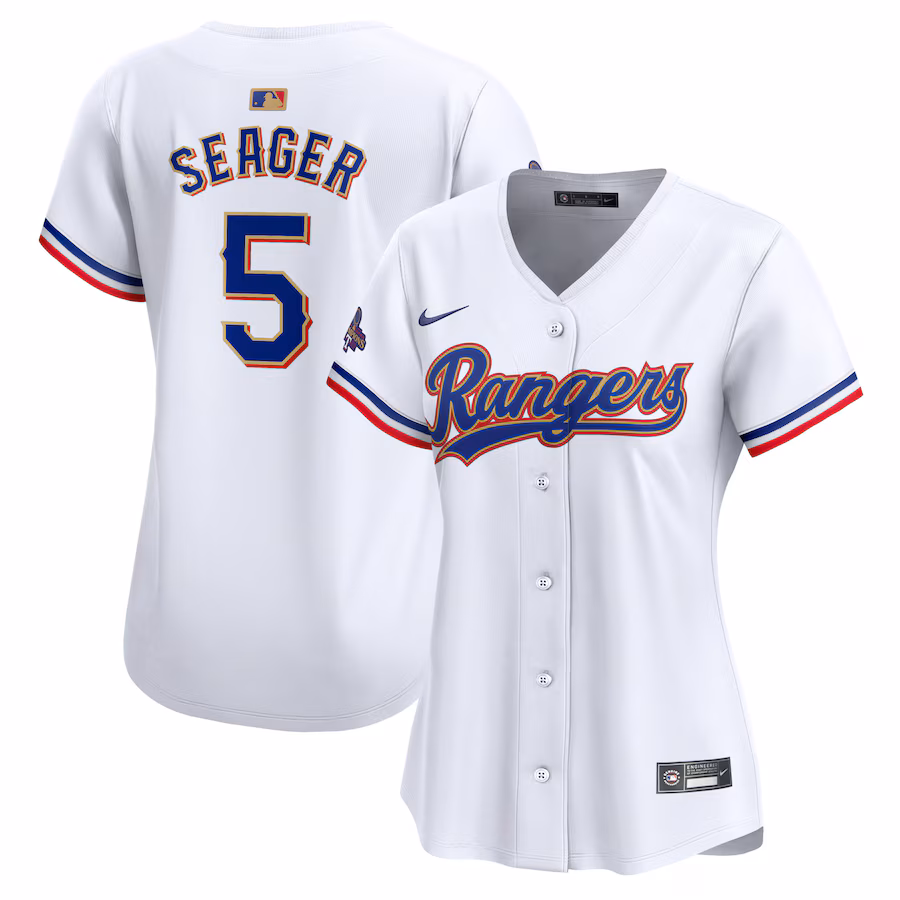 Corey Seager Texas Rangers Nike Women's 2024 Gold Collection Limited Player Jersey – White
