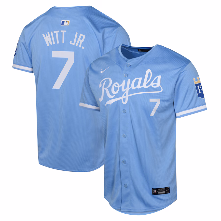 Bobby Witt Kansas City Royals Nike Youth Alternate Limited Player Jersey – Light Blue