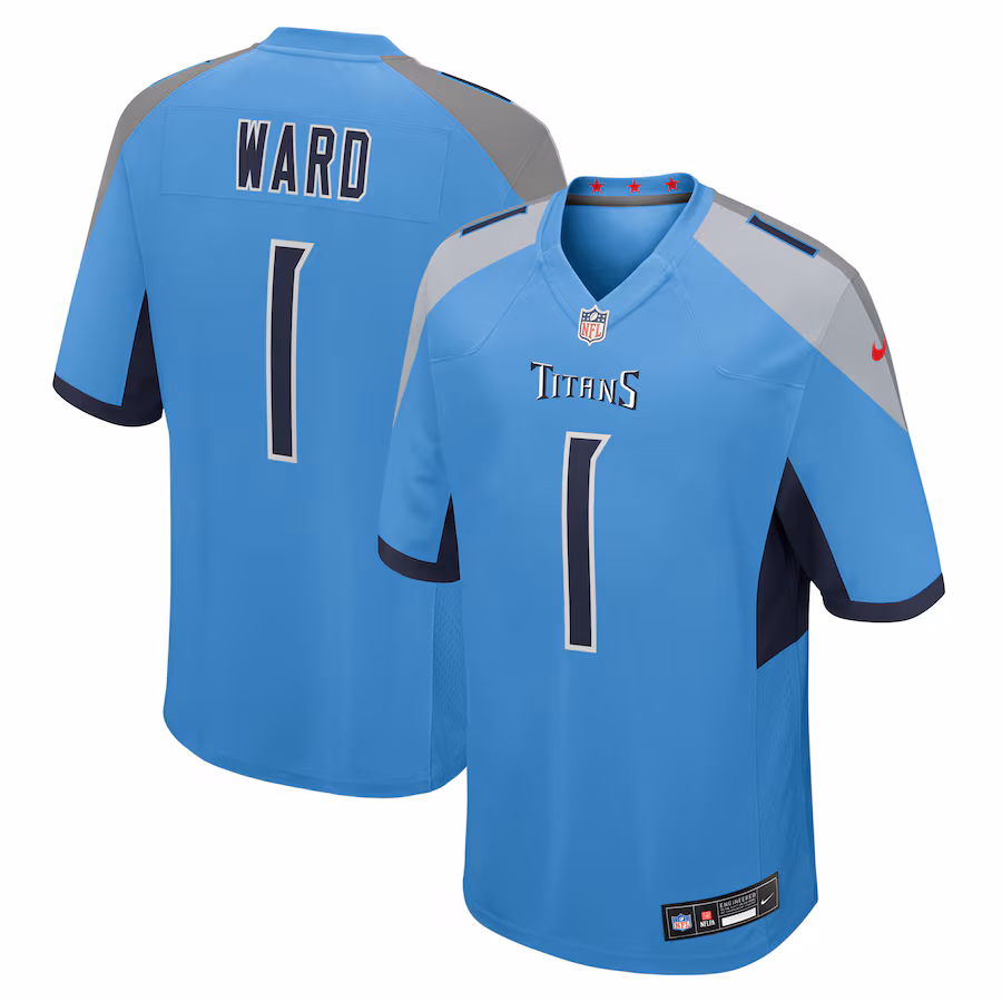 Cameron Ward Tennessee Titans Nike 2025 NFL Draft First Round Pick Game Jersey - Light Blue