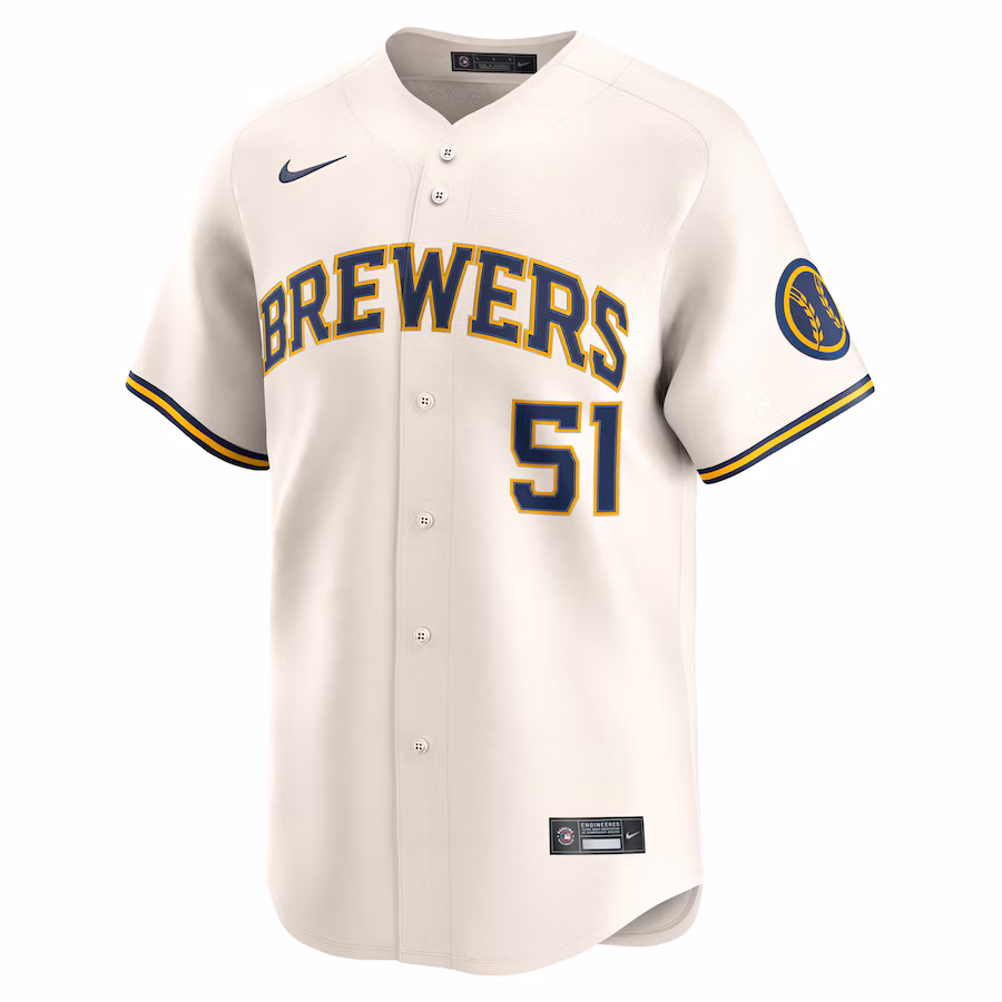 Freddy Peralta Milwaukee Brewers Nike Home Limited Player Jersey - Cream