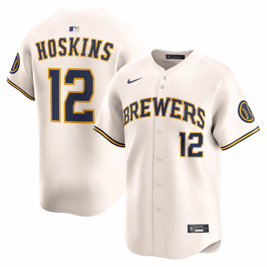 Rhys Hoskins Milwaukee Brewers Nike Home Limited Player Jersey - Cream