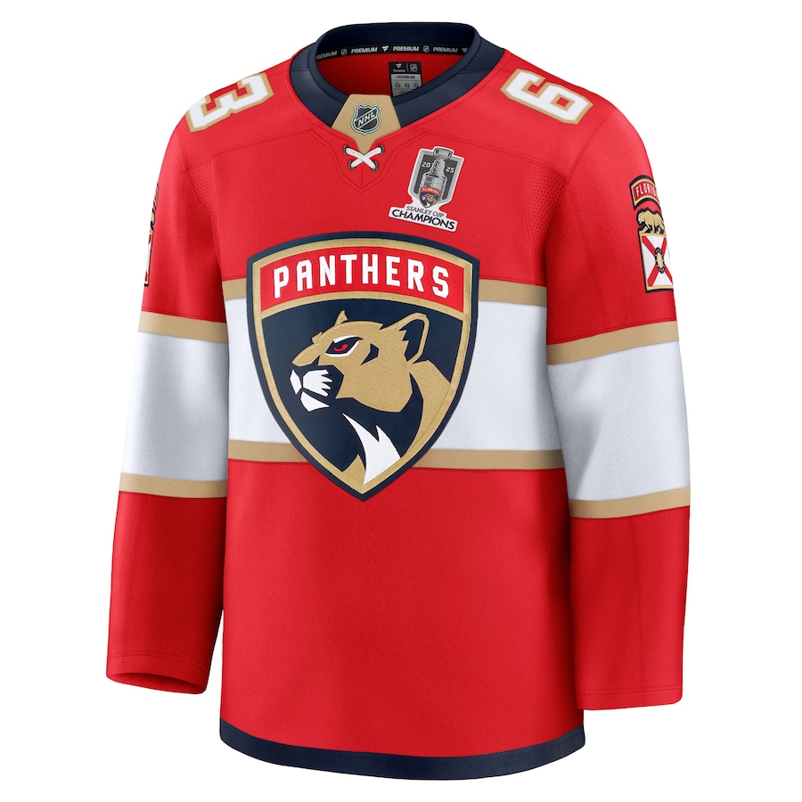Brad Marchand Florida Panthers Fanatics Home 2025 Stanley Cup Champions Premium Patched Jersey - Red