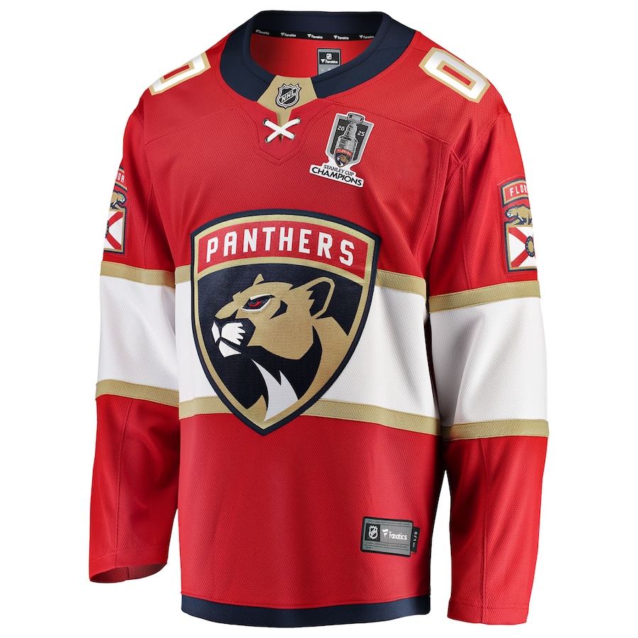 Florida Panthers Fanatics 2025 Stanley Cup Champions Breakaway Custom Jersey - Red