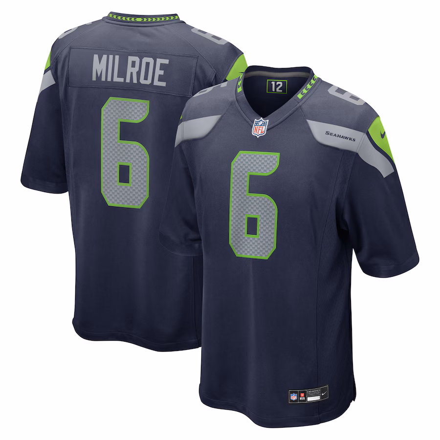 Jalen Milroe Seattle Seahawks Nike 2025 NFL Draft Game Jersey - College Navy