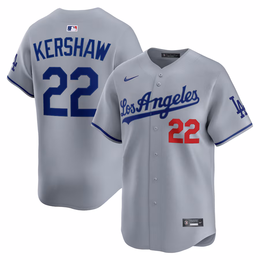 Clayton Kershaw Los Angeles Dodgers Nike Road Limited Player Jersey - Gray