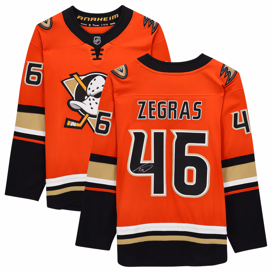 Trevor Zegras Anaheim Ducks Fanatics Authentic Autographed Fanatics Breakaway Jersey - Orange