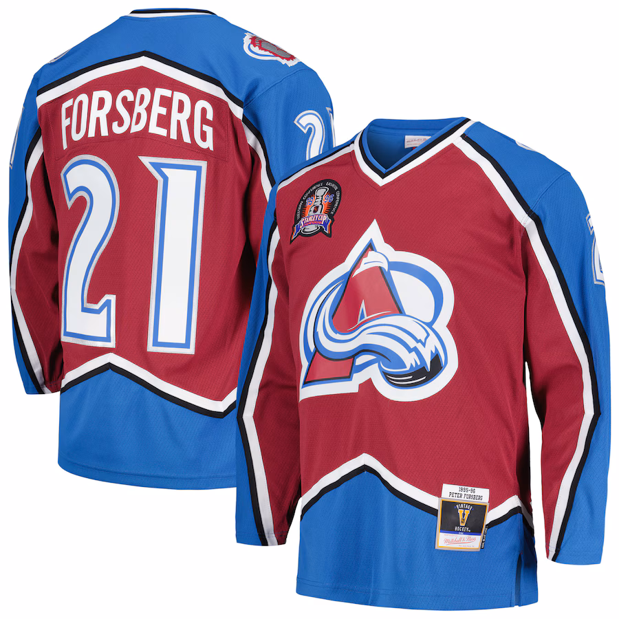Peter Forsberg Colorado Avalanche Mitchell & Ness 1995/96 Blue Line Player Jersey - Burgundy