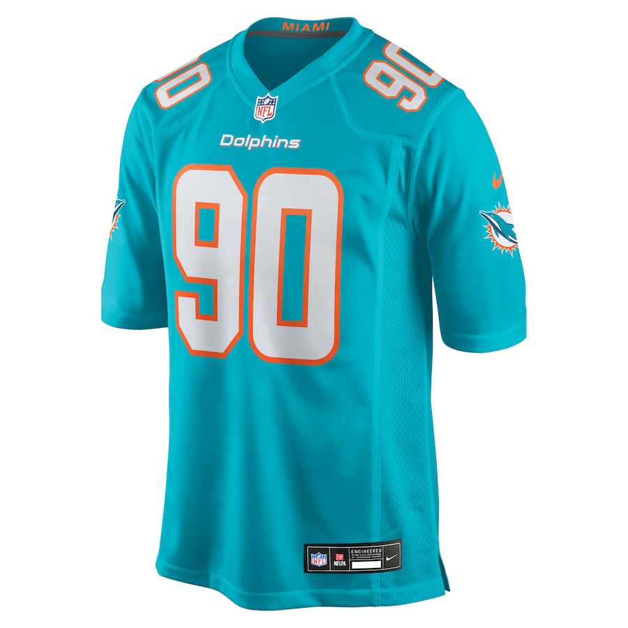 Men's Miami Dolphins Kenneth Grant Nike Aqua 2025 NFL Draft First Round Pick Game Jersey