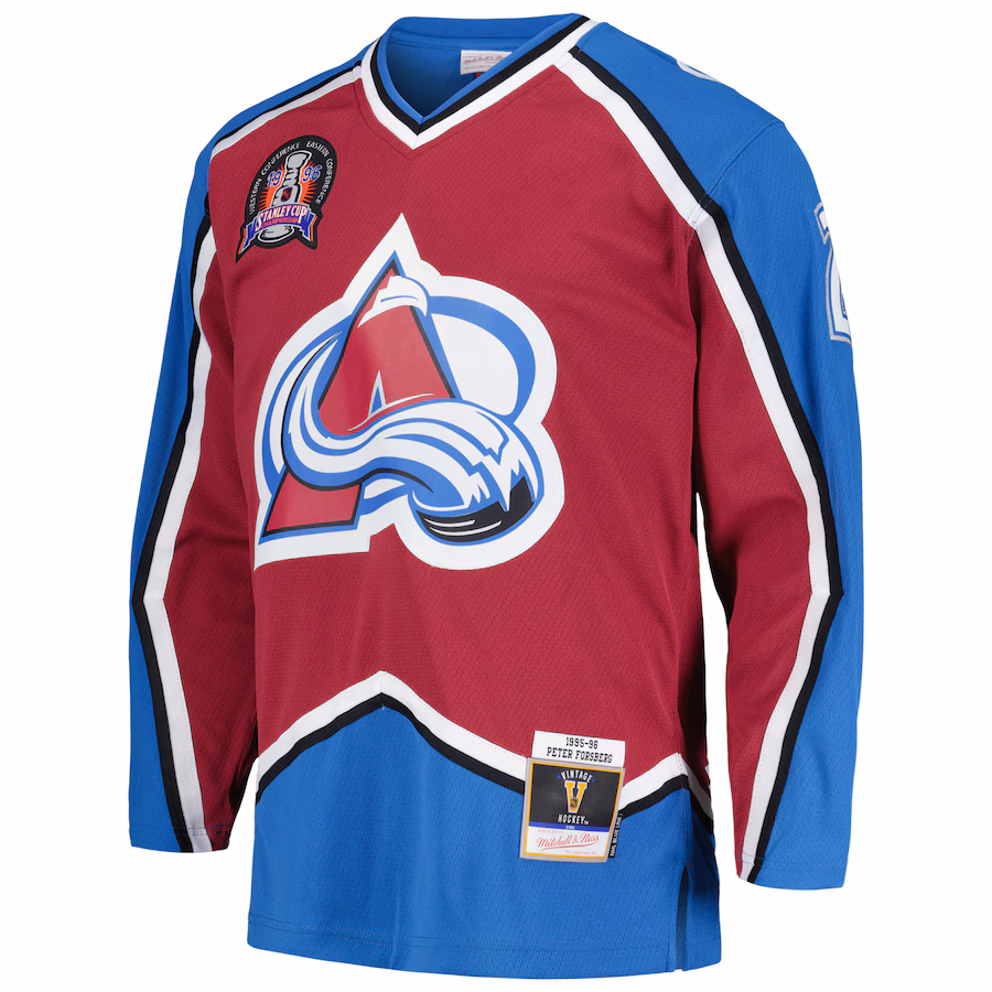 Peter Forsberg Colorado Avalanche Mitchell & Ness 1995/96 Blue Line Player Jersey - Burgundy