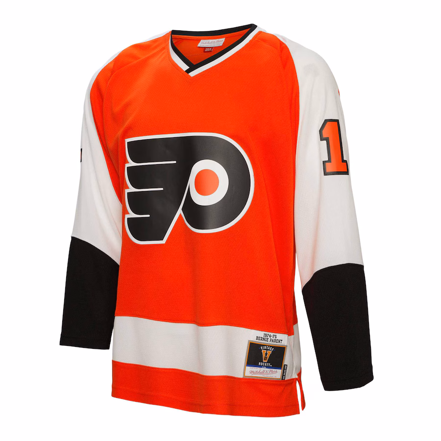 Bernie Parent Philadelphia Flyers Mitchell & Ness 1974/75 Blue Line Player Jersey - Orange