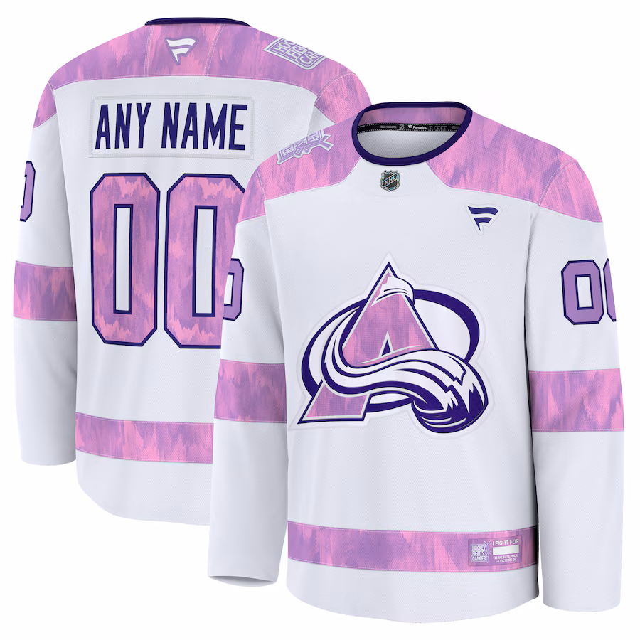 Colorado Avalanche Fanatics 2024 Hockey Fights Cancer Custom Practice Jersey - White