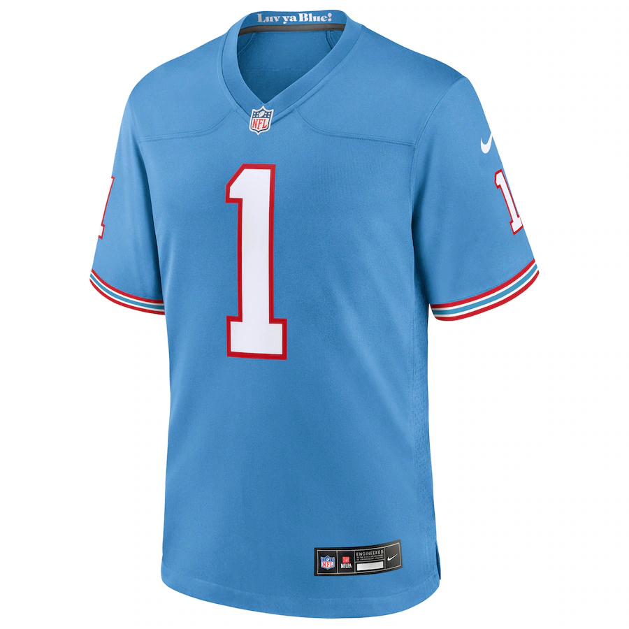 Men's Tennessee Titans Cameron Ward Nike Light Blue 2025 NFL Draft First Round Pick 2nd Alternate Game Jersey