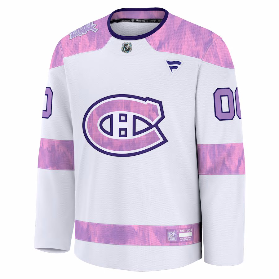 Montreal Canadiens Fanatics 2024 Hockey Fights Cancer Custom Practice Jersey - White