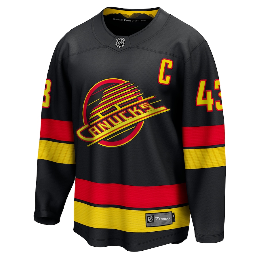 Men's Vancouver Canucks Quinn Hughes Fanatics Black Alternate Premier Breakaway Player Jersey