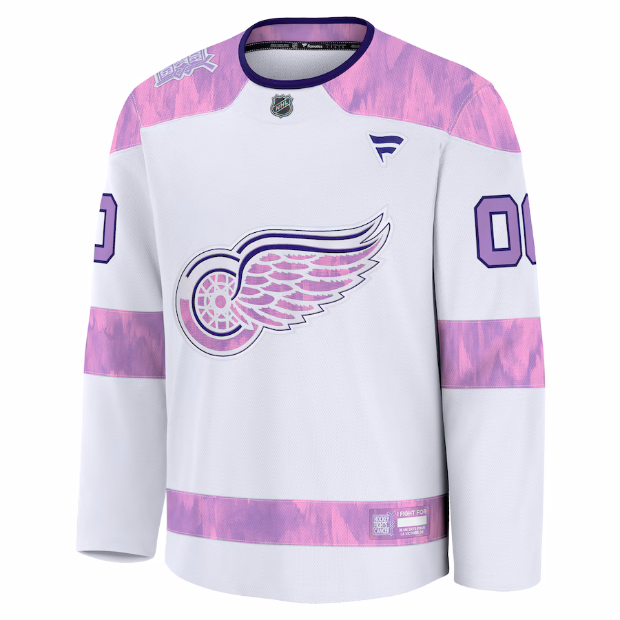 Detroit Red Wings Fanatics 2024 Hockey Fights Cancer Custom Practice Jersey - White