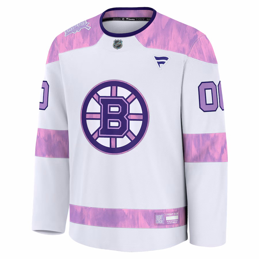 Boston Bruins Fanatics 2024 Hockey Fights Cancer Custom Practice Jersey - White